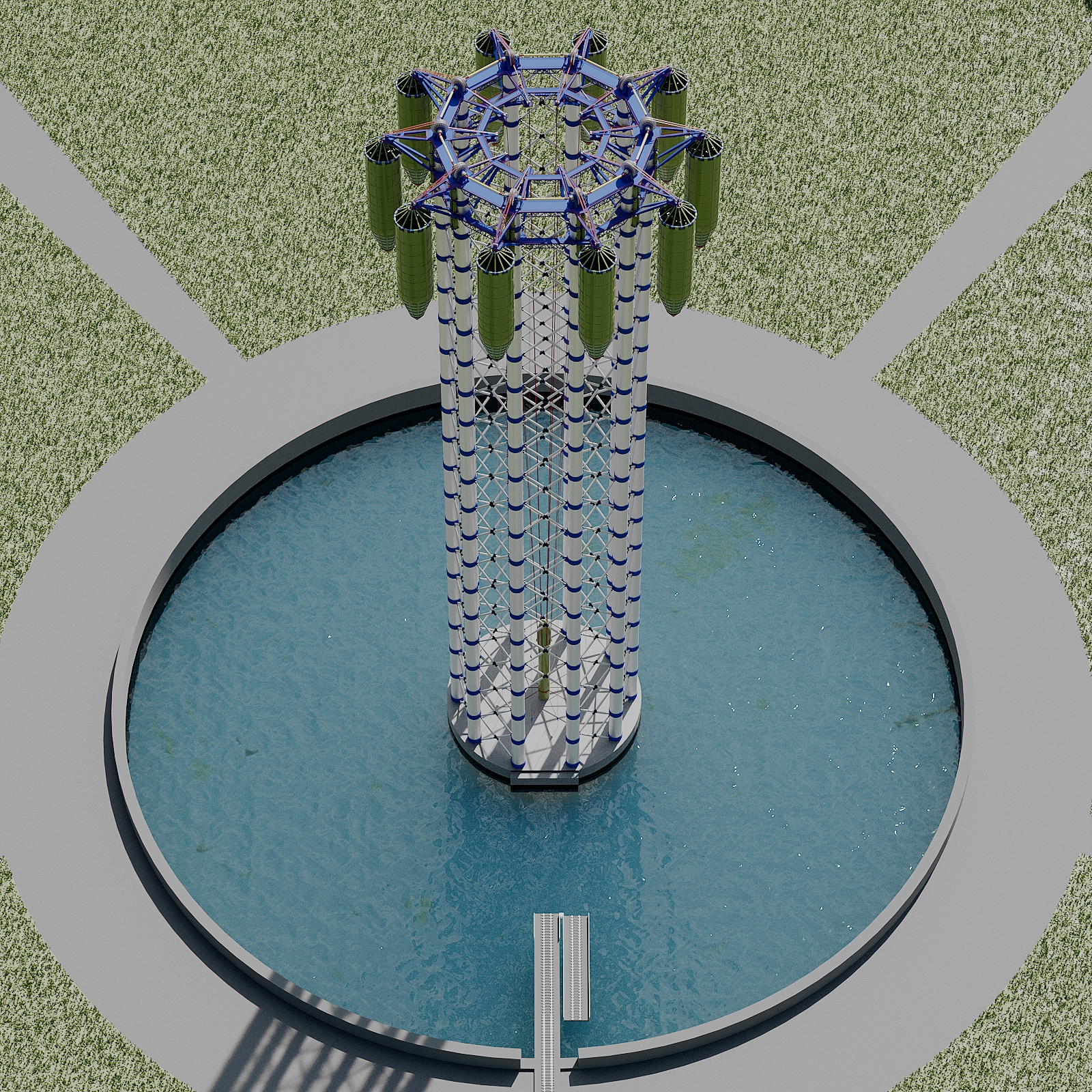Aerial view of catapult tower